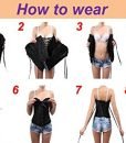 Zanuce Women’s Black Punk Faux Leather Boned Underbust Corset Top Waistcoat Plus Size Denim 3X-large