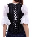 Zanuce Women’s Black Punk Faux Leather Boned Underbust Corset Top Waistcoat Plus Size Denim 3X-large