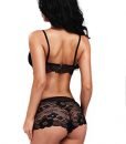 BellisMira Women’s Lightly Padded Front-Close Lace Bralette – Black