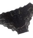 iB-iP Women’s Sheer Blossom Shell Colors Flower Eyelet Lace Low Rise Brief Panty, Size: M, Black
