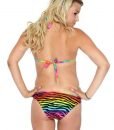 Simplicity Womens Reversible Rainbow Ombre Zebra Stripe Bikini, L
