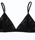 Women’s Bras Top Translucent Lace Sexy Flower Embroidery Lingerie Bra Bustier Top Black (M)